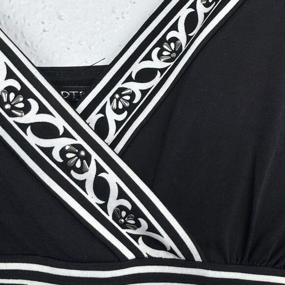 Vintage APT 9 Embellished V-Neck Babydoll Dress Size L Paisley Y2K Whimsigoth - Picture 4 of 8